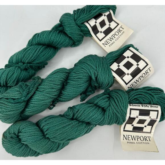 3 Classic Elite Yarns NEWPORT 100% Mercerized PIMA Cotton Green #2072 - Picture 1 of 5